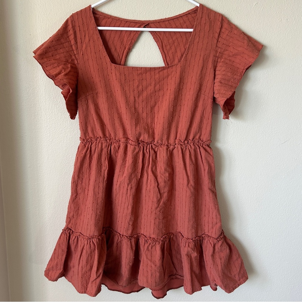 Bailey Blue Women’s Orange Tiered Sundress Back Cutout size Large